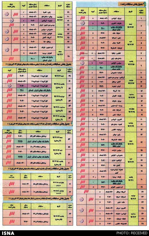 پخش بازی‌های جام‌جهانی از تلویزیون (+جدول)