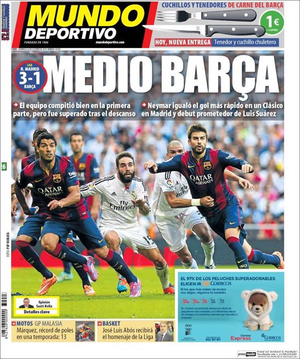 تحلیل روزنامه های اسپانیایی پس از کلاسیکو(+عکس)