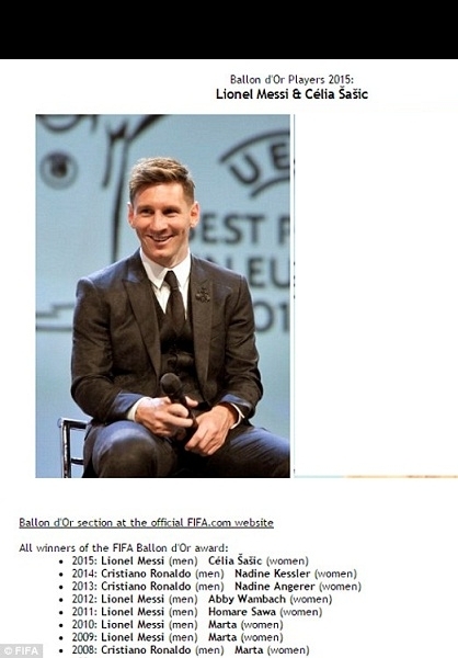 فیفا عمدا توپ طلای پنجم مسی را لو داد؟(+عکس)