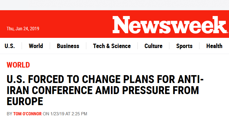 فشارهای اروپا به آمریکا برای عقب‌نشینی از اهداف ضد ایرانی کنفرانس ورشو