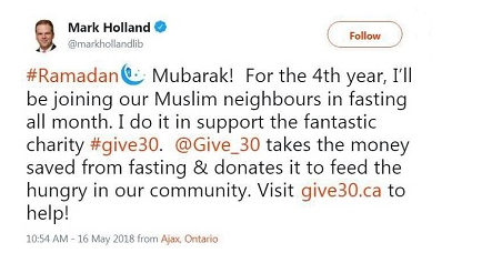 نماینده مسیحی پارلمان کانادا روزه می‌گیرد (+عکس)