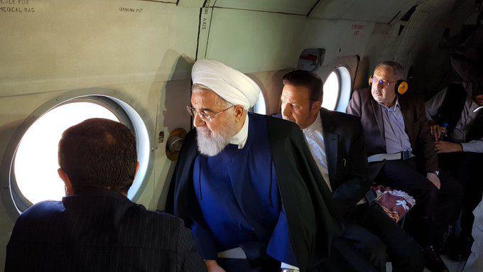 بازدید هوایی روحانی از سیل خوزستان (عکس)