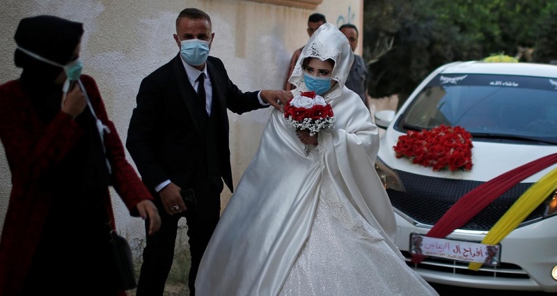 ماسک، راهکار مردم در منطقه شلوغ غزه عروسی در غزه در دوران کرونایی