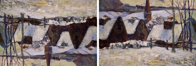 دهکده برتون در برف تابلوهای شاهکار نقاشی که در موزهها وارونه نصب شده بودند!