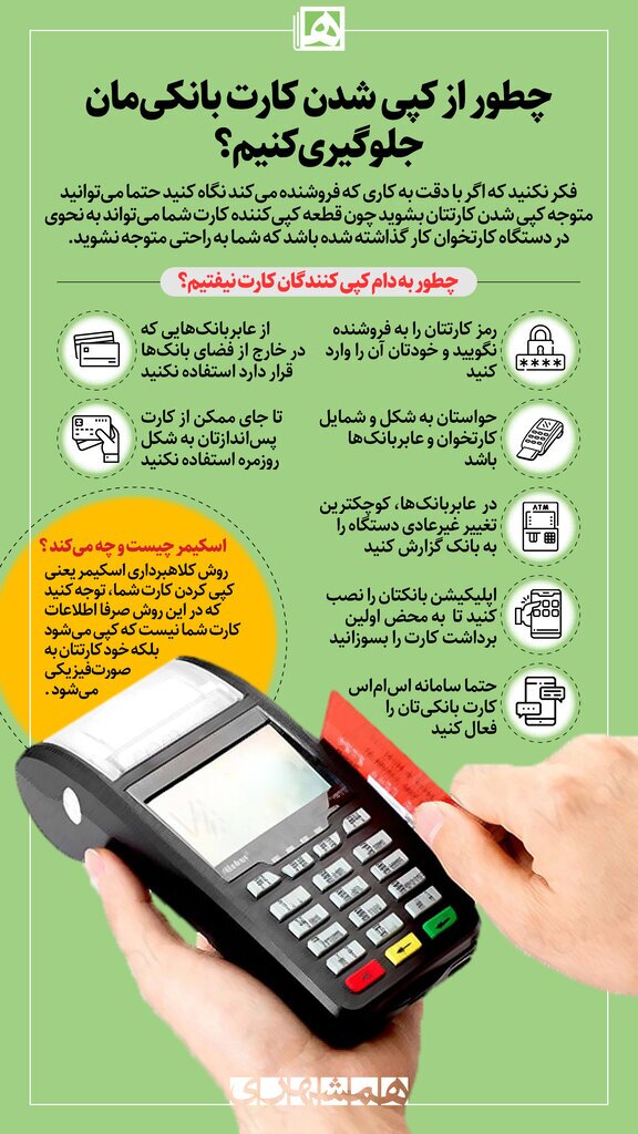 چطور از کپی شدن کارت بانکی‌مان جلوگیری کنیم؟