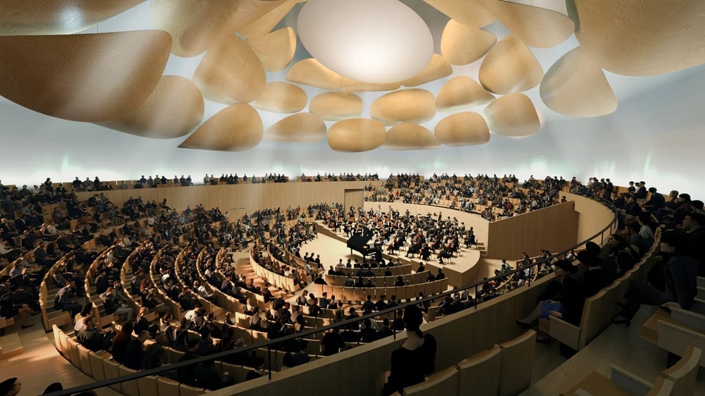 سالن تئاتر با طراحی شبیه به یک سفینه فضایی