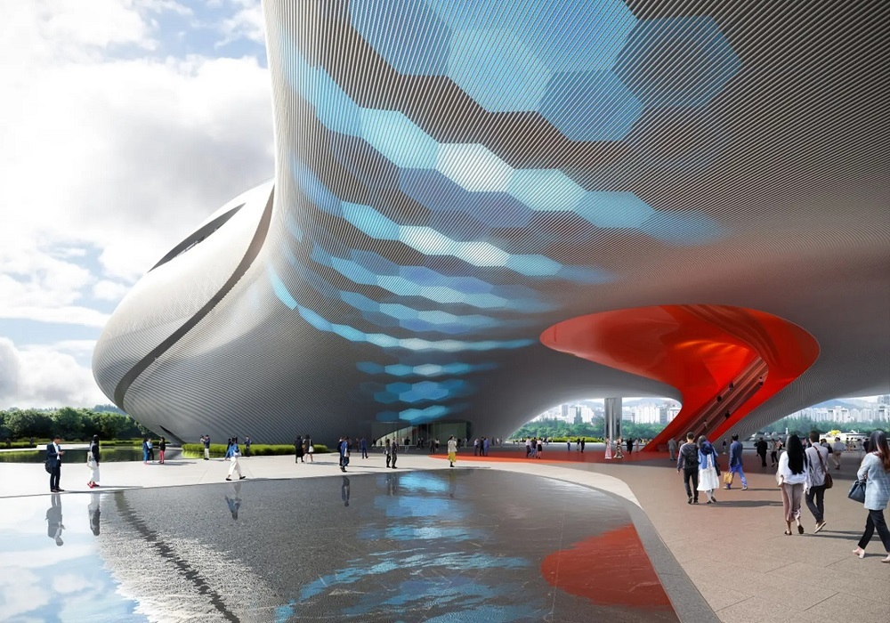 سالن تئاتر با طراحی شبیه به یک سفینه فضایی